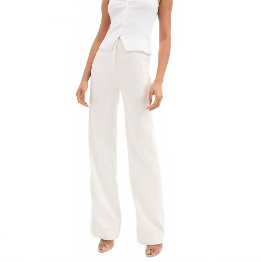 New Veronica Beard Jude Linen Wide-Leg Pant In Off White Size 4 Pants Women